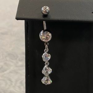 4 Crystal Dangle Belly Button Ring